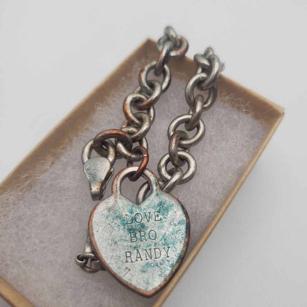 Estate aged silver‎ chain bracelet plated antique heirloom